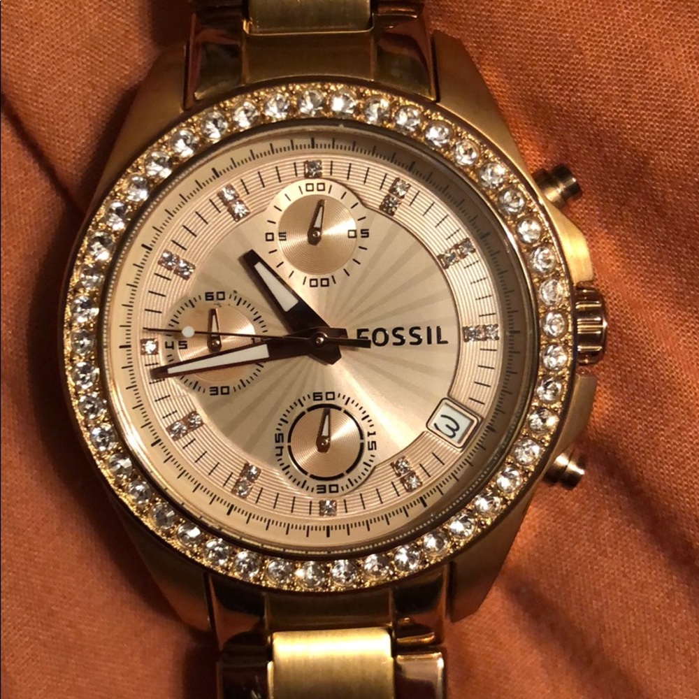 Rose gold stainless steel Fossil Watch